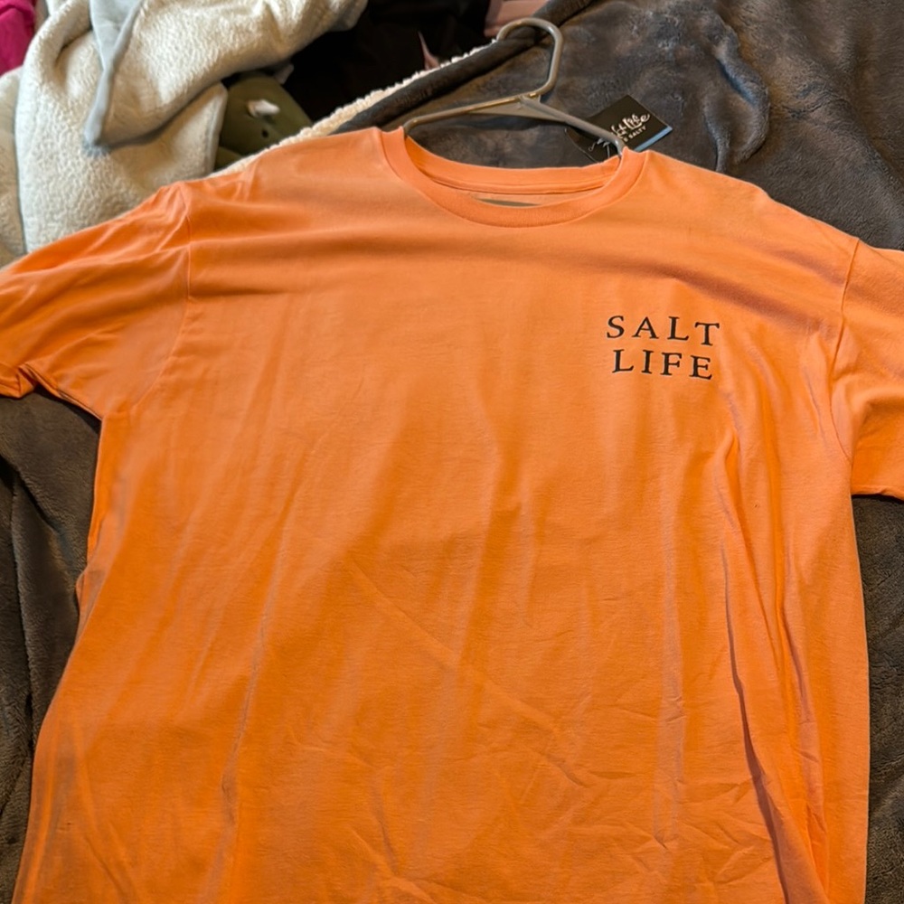 Salt Life Orange Short Sleeve Tee Vibrant Crew Neck